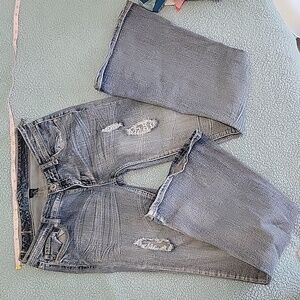 Ariya Distressed Gray Wide Leg Jeans